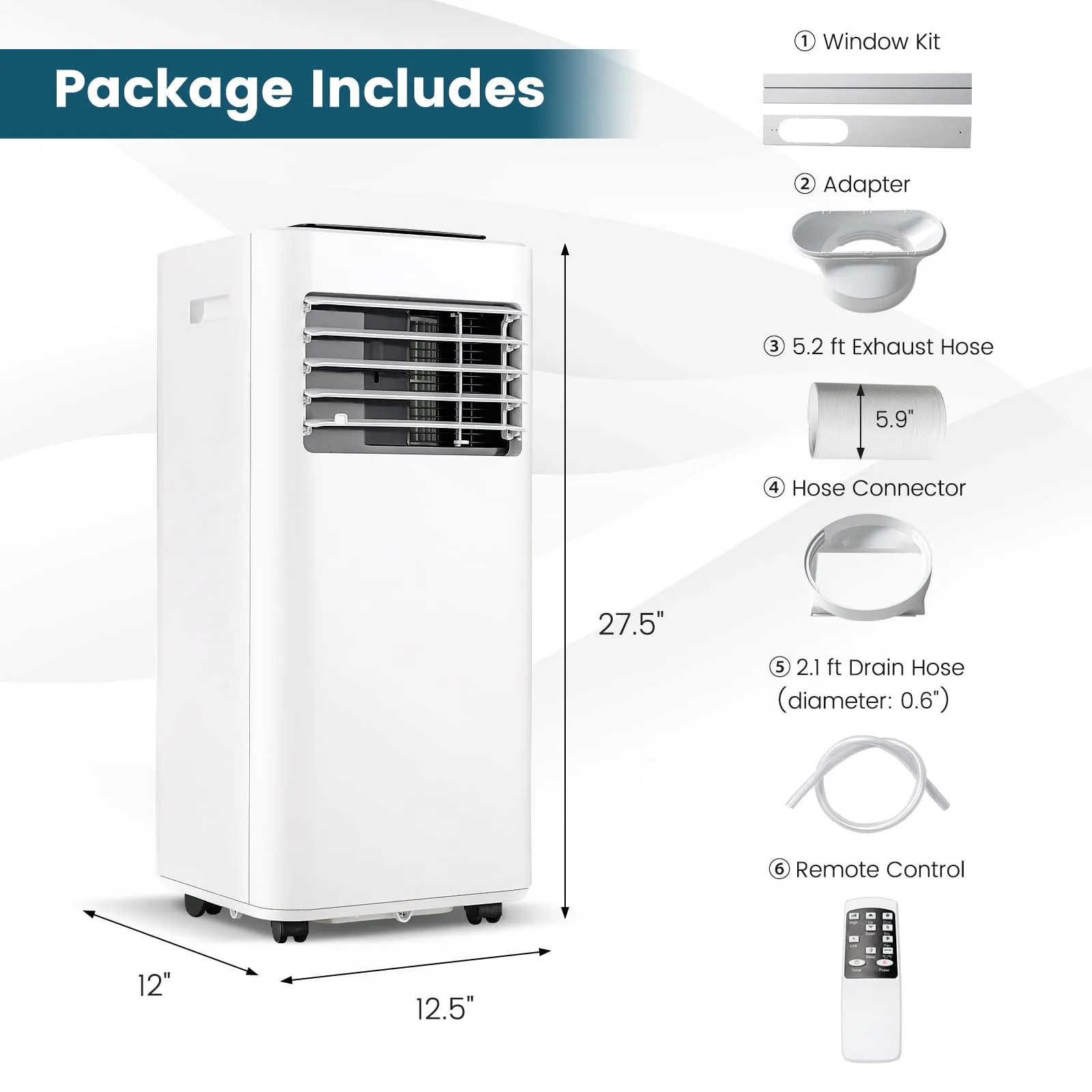 10000 BTU Portable Air Conditioner, 3-in-1 Room AC Unit with Remote Control, Dehumidifier