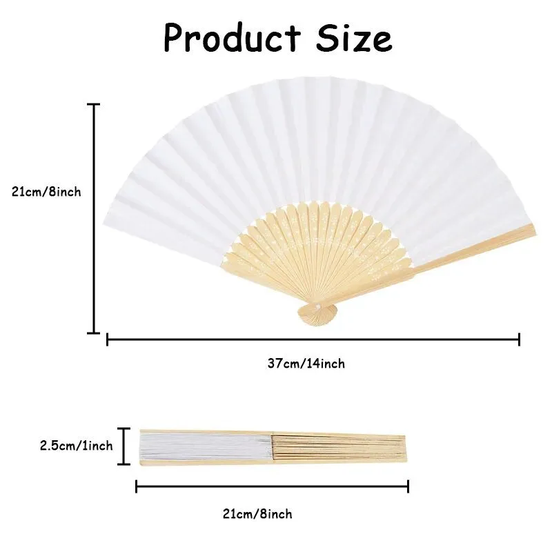 10/20/30pcs White Foldable Paper Fan Portable Chinese Bamboo Fan Wedding Gifts For Guest Birthday Party Decoration Kids Painting