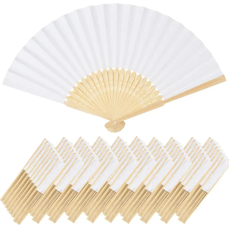 10/20/30pcs White Foldable Paper Fan Portable Chinese Bamboo Fan Wedding Gifts For Guest Birthday Party Decoration Kids Painting