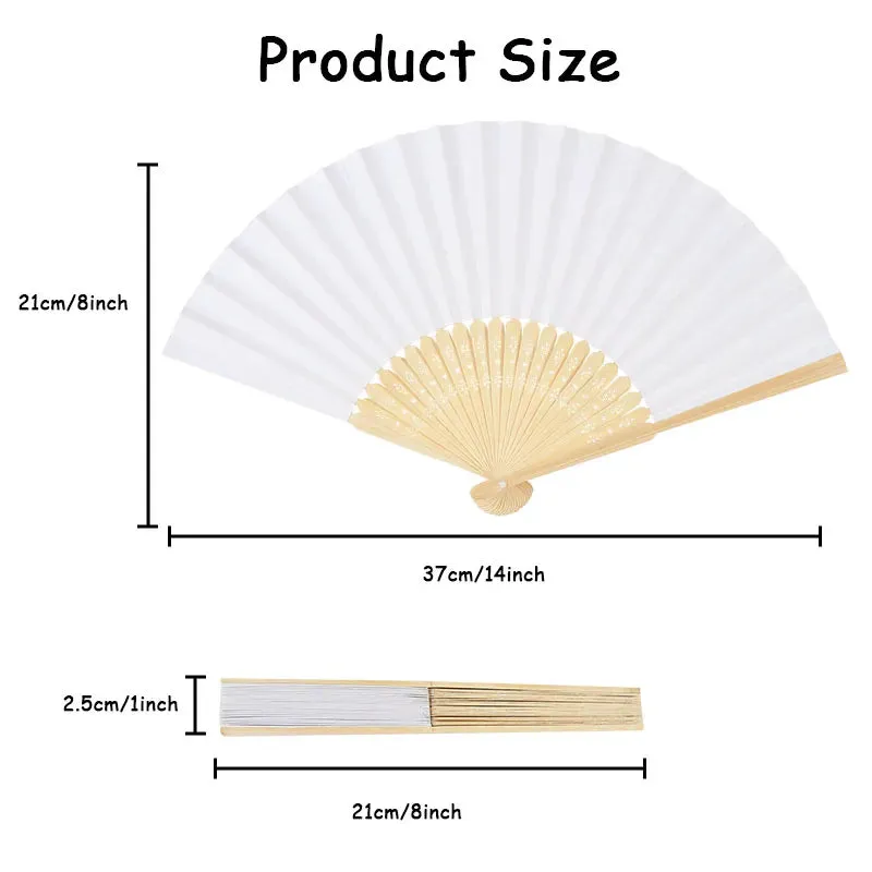 10/20/30pcs White Foldable Paper Fan Portable Chinese Bamboo Fan Wedding Gifts For Guest Birthday Party Decoration Kids Painting