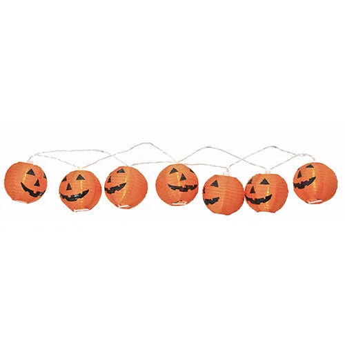 10Pcs LED Pumpkin Lantern String Lights Battery Operated