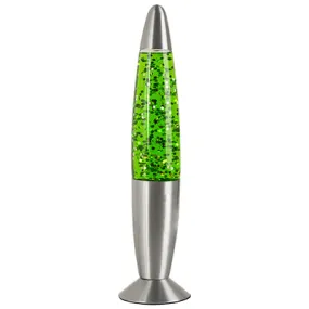 13 Glitter Lamp Silver Metal Cap & Base Green Water