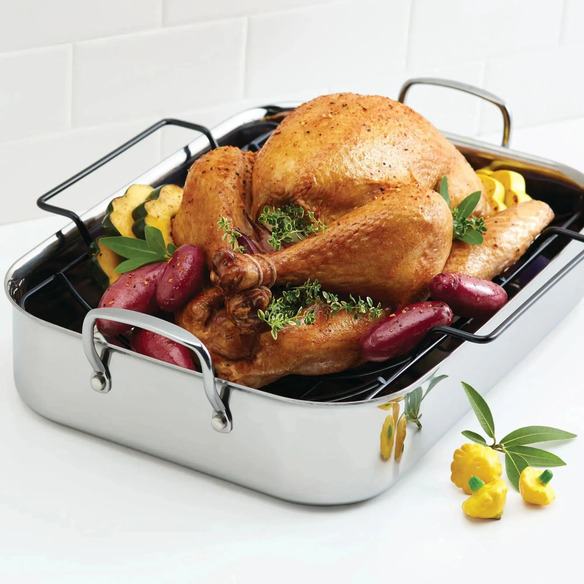 17" x 12.5" Rectangular Roaster with Nonstick Rack