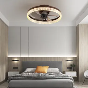 19.7" Simple LED Ring Chandelier Fan Modern Recessed Ceiling Light Chandelier Brown Ceiling Fan Light