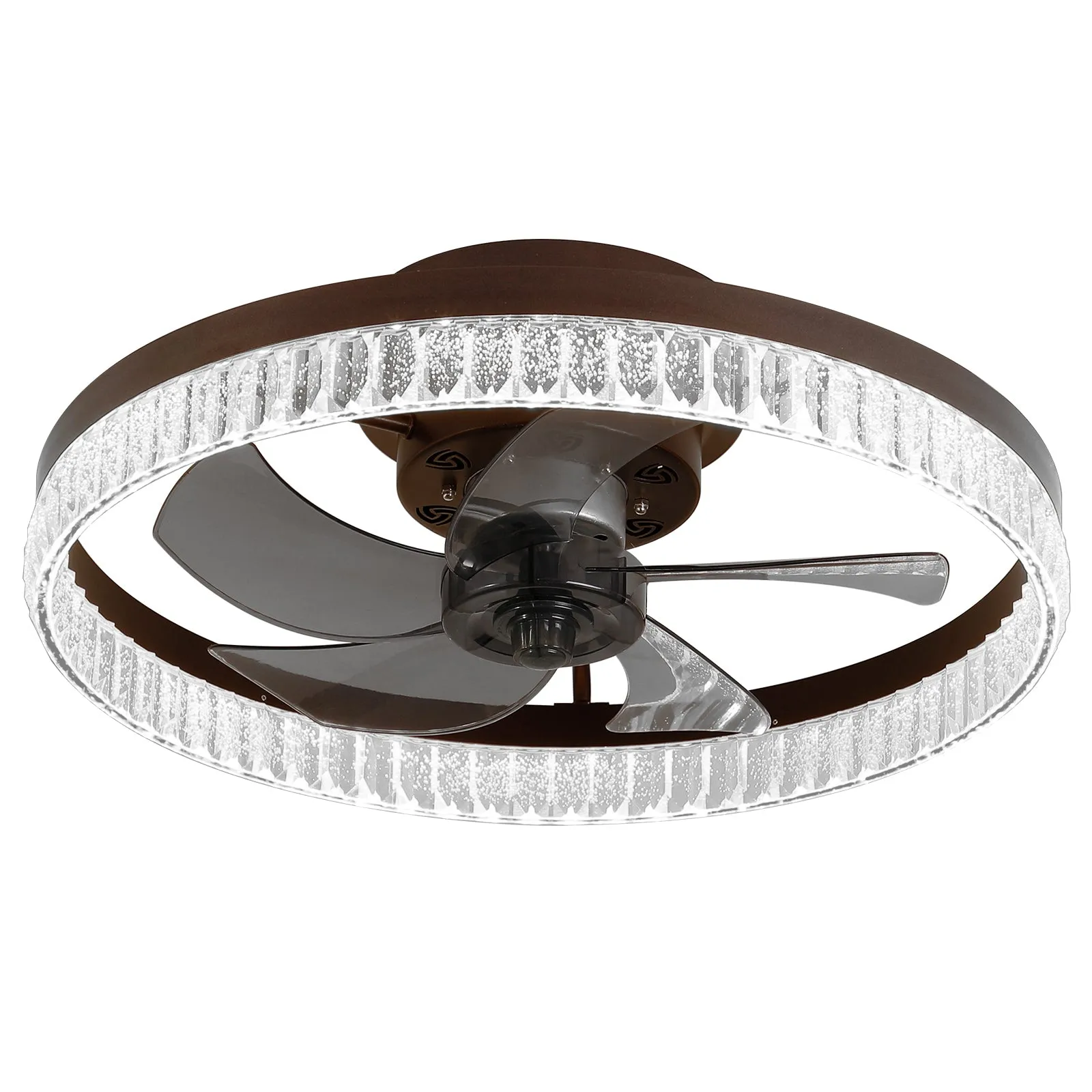 19.7" Simple LED Ring Chandelier Fan Modern Recessed Ceiling Light Chandelier Brown Ceiling Fan Light