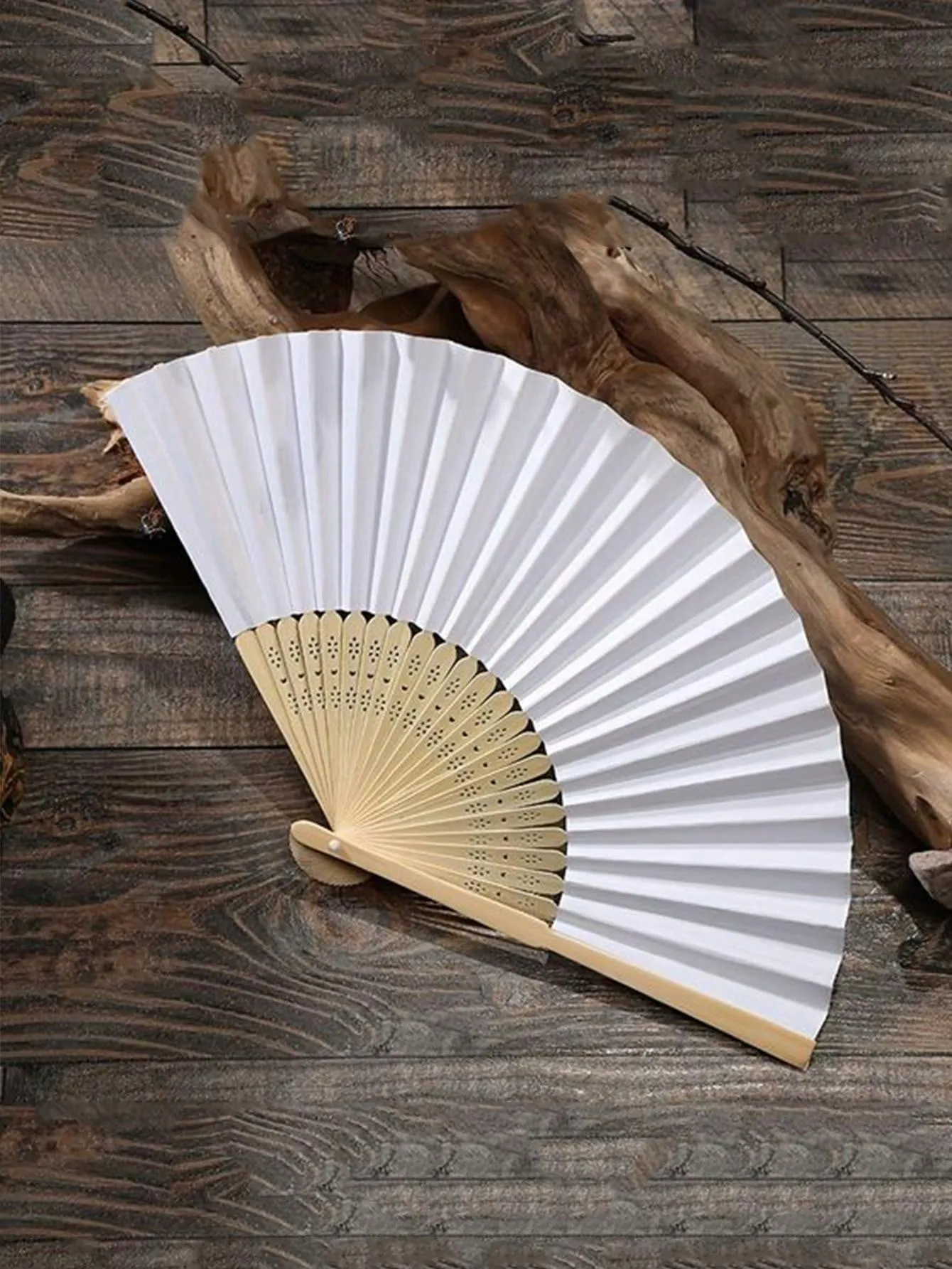 1pc White Folding Paper Fan, Bride Hand Fan, Wedding Table Decoration, Outdoor Wedding Seat Decor, Souvenir, DIY Wedding Hand Fan, Leave Beautiful Wishes, Photo Prop