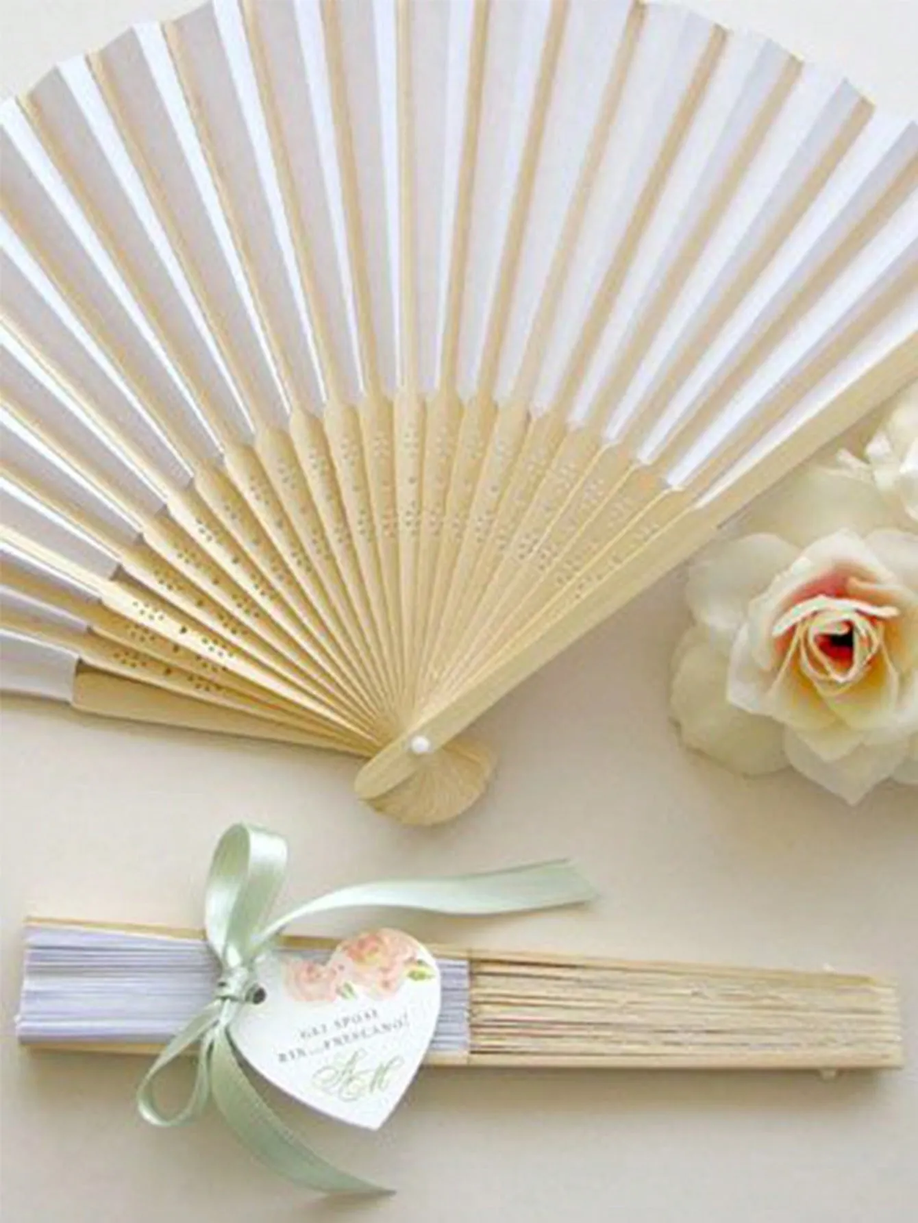 1pc White Folding Paper Fan, Bride Hand Fan, Wedding Table Decoration, Outdoor Wedding Seat Decor, Souvenir, DIY Wedding Hand Fan, Leave Beautiful Wishes, Photo Prop