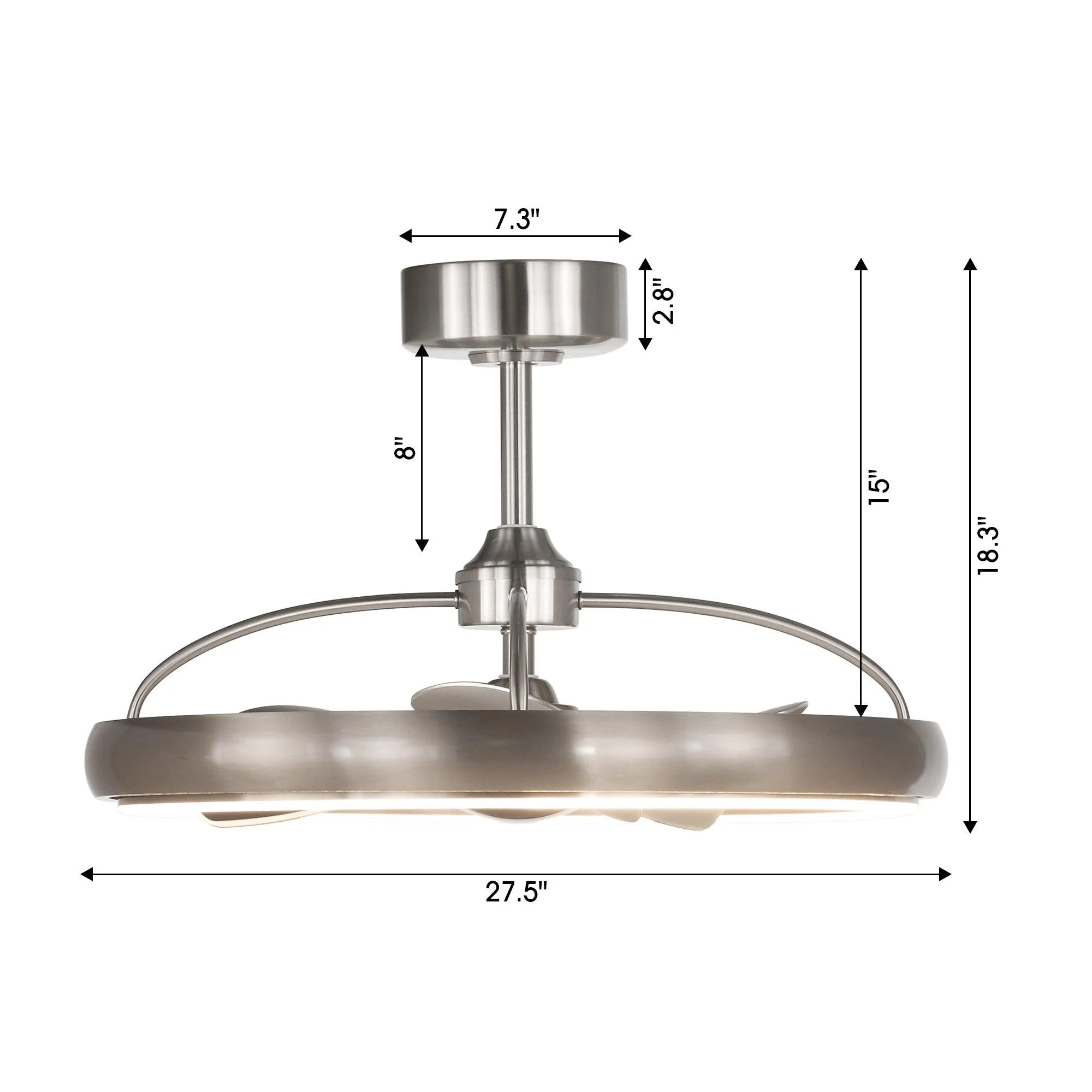 28" Sawyer Industrial Satin Nickel DC Motor Downrod Mount Ceiling Fan with Lighting and Remote Control