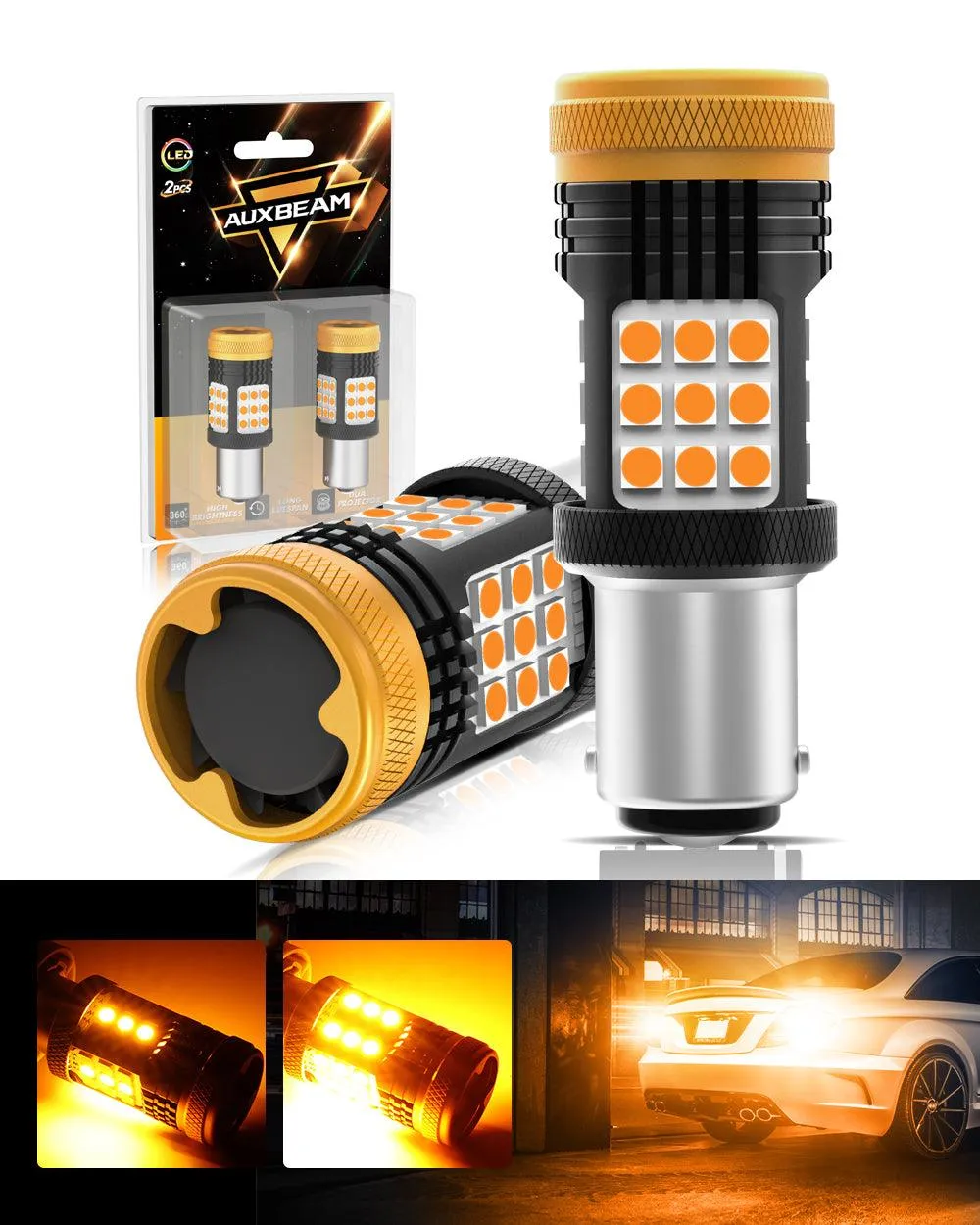 (2pcs/set) 🆕1157 BAY15D 1156 BA15S BAU15S  White Amber Red Canbus Error Free No Hyper Flash LED Turn Signal DRL Brake Light Tail Light Reversing Light Bulbs Fan Cooling