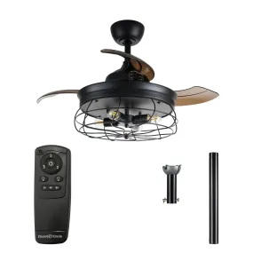 36" Benally Industrial Downrod Mount Ceiling Fan with Lighting and Remote Control