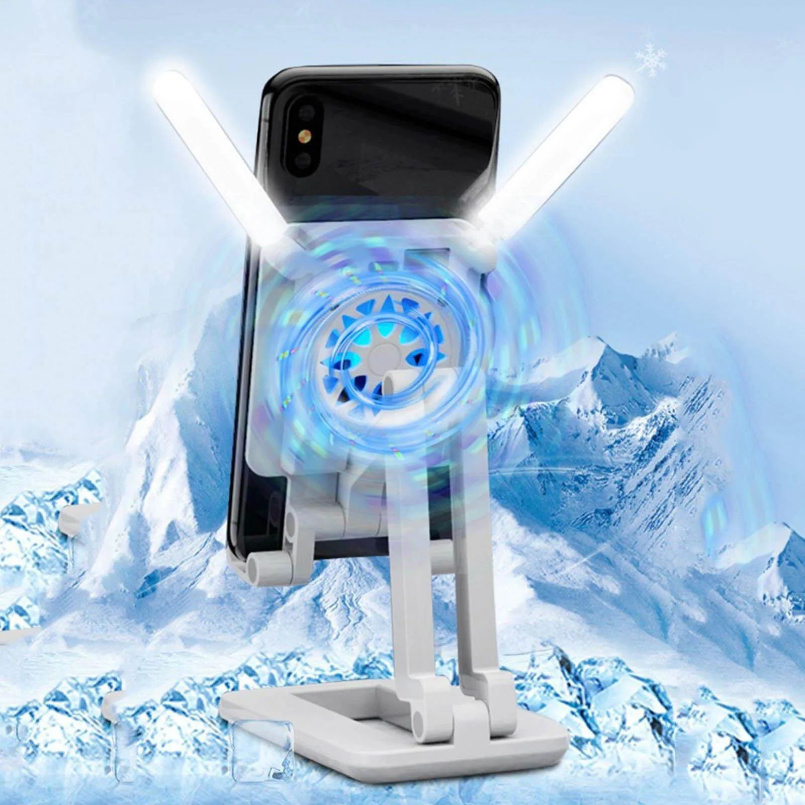 3in1 Selfie Light Adjustable Cooling Fan Phone Holder