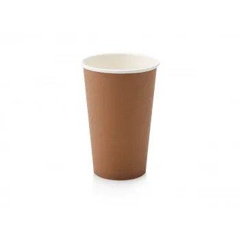 500ml Disposable Coffee Cup Single Wall Brown with White Sip Lid 10pack