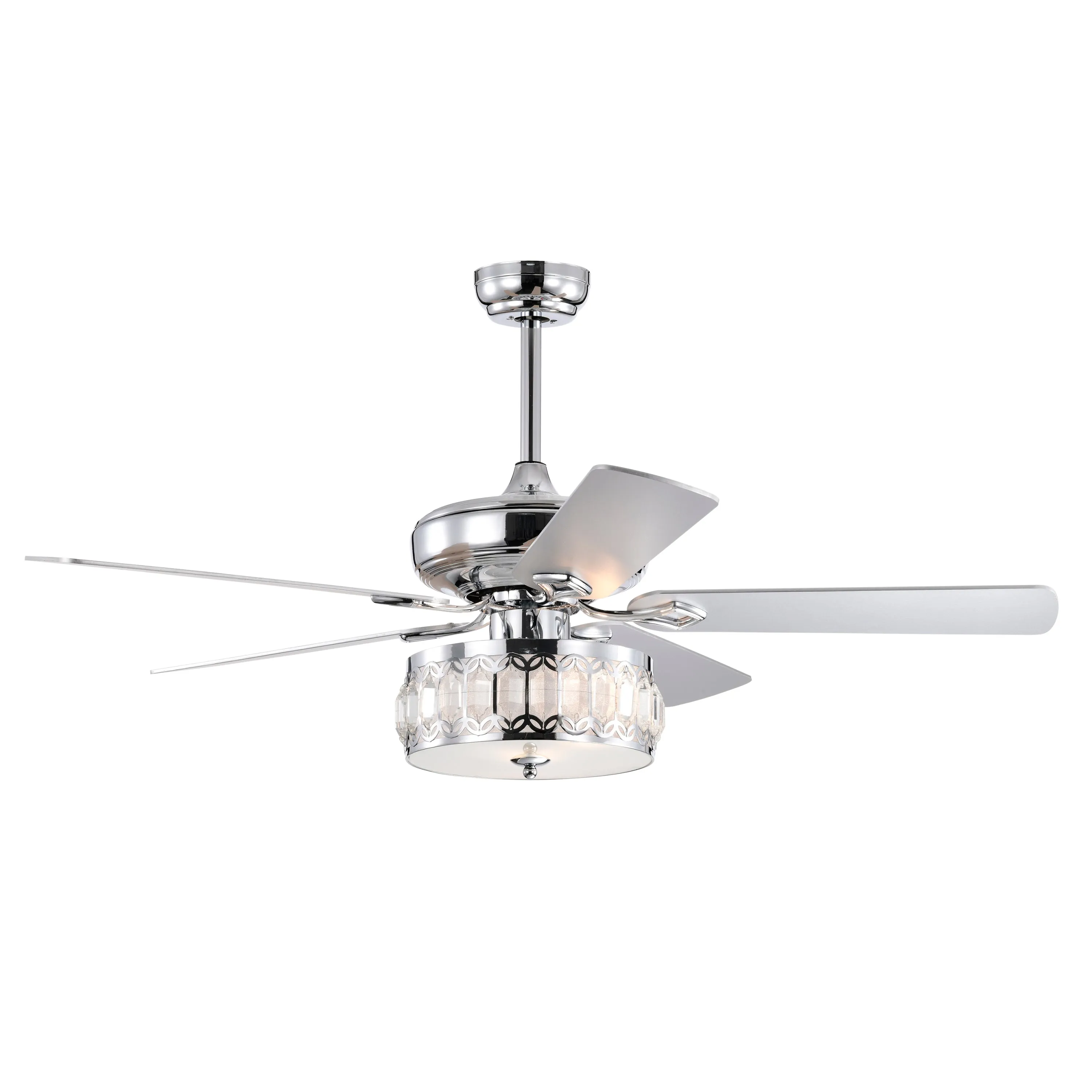 52" 3-Light Chrome Ceiling Fan   Remote, Traditional Farmhouse Rustic Industrial Bohemian Country Cottage Transitional Glam