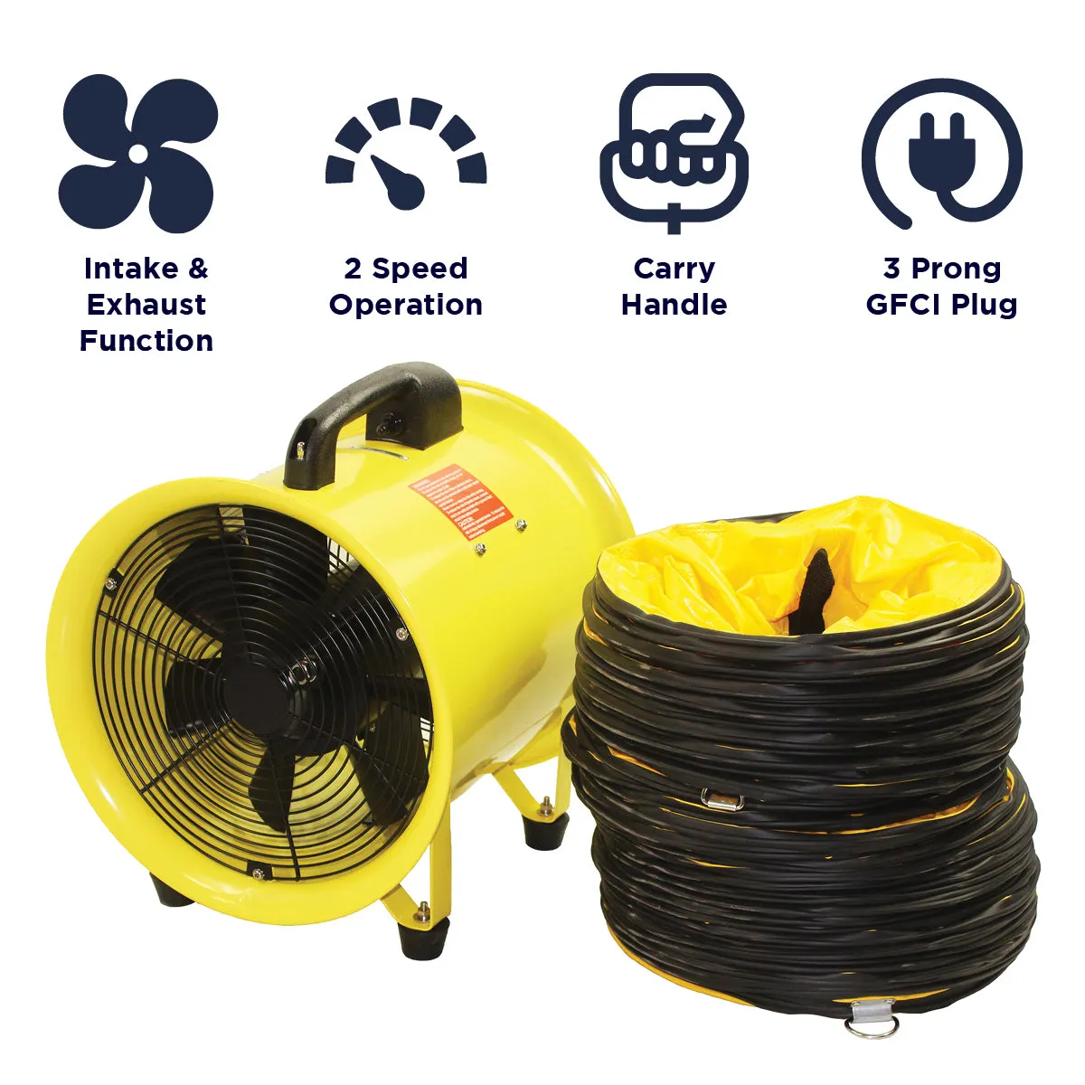 8 In. Axial Confined Space Ventilator with Polyvinyl Hose