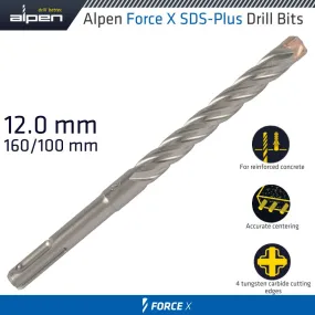 ALPEN FORCE X 12.0 x160/100  SDS-PLUS DRILL BIT X4 CUTTING EDGES - BULK ALP763012