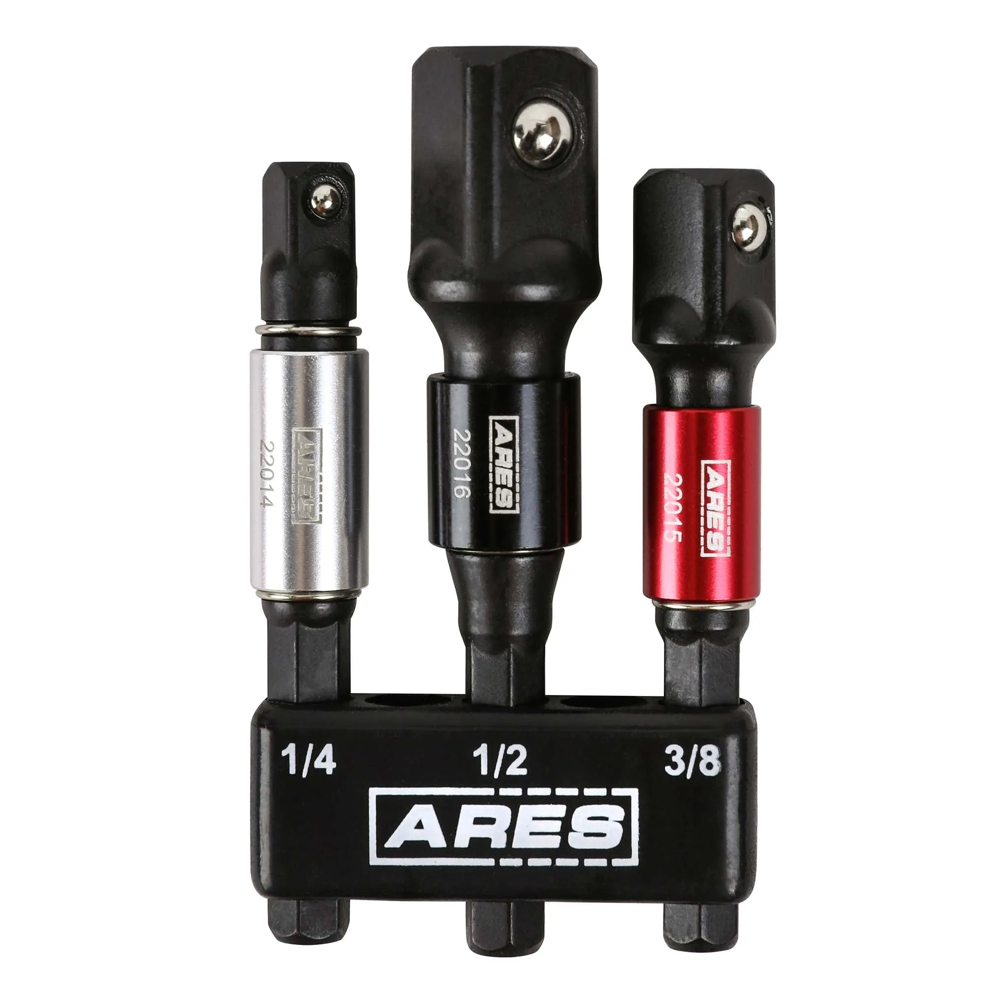 ARES 22011 - 3-Piece 3-Inch Impact Grade Socket Adapter Set with Color Sleeve