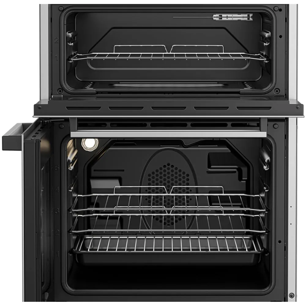 Beko EDC634S 60cm Double Oven Electric Cooker with Ceramic Hob - Silver