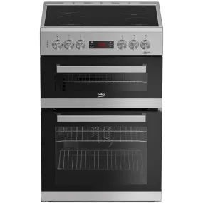 Beko EDC634S 60cm Double Oven Electric Cooker with Ceramic Hob - Silver