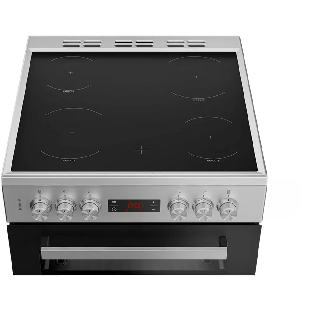 Beko EDC634S 60cm Double Oven Electric Cooker with Ceramic Hob - Silver