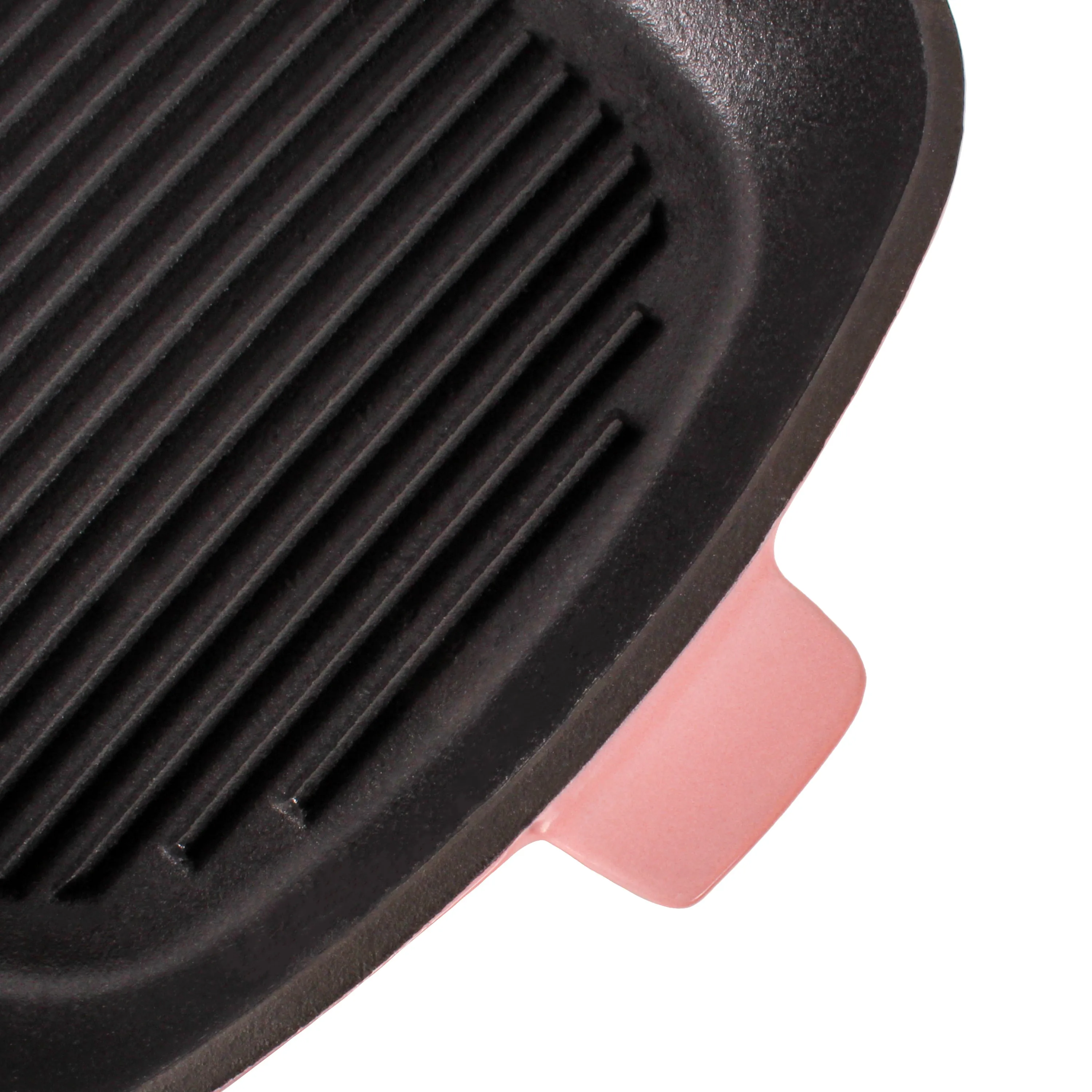 BergHOFF Neo 4pc Cast Iron Cookware Set, Fry Pan, Grill Pan & Round Dutch Oven, Pink