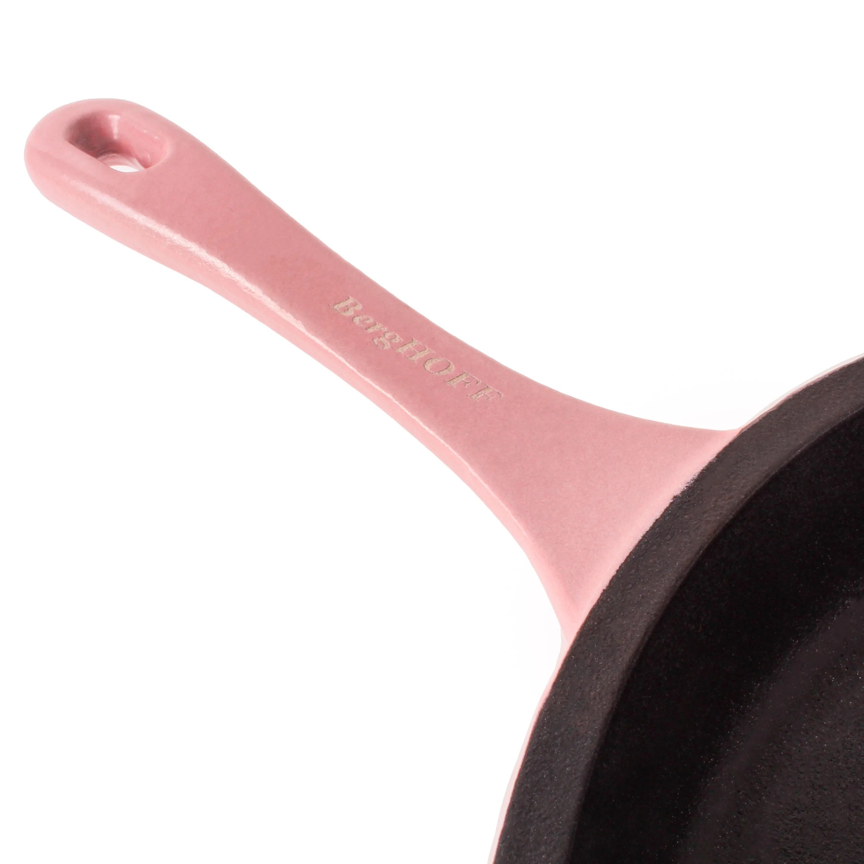 BergHOFF Neo 4pc Cast Iron Cookware Set, Fry Pan, Grill Pan & Round Dutch Oven, Pink