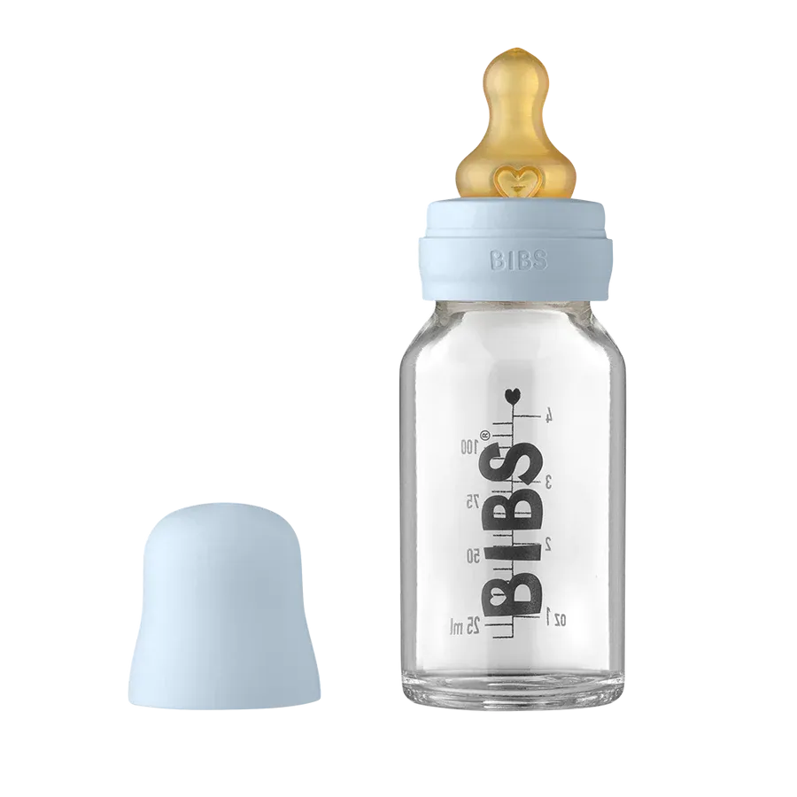 Bibs Baby Glass Bottle Complete Set: Baby Blue