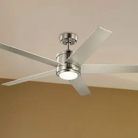 Brahm 56 Inch Brushed Stainless Steel LED Indoor Ceiling Fan with Remote