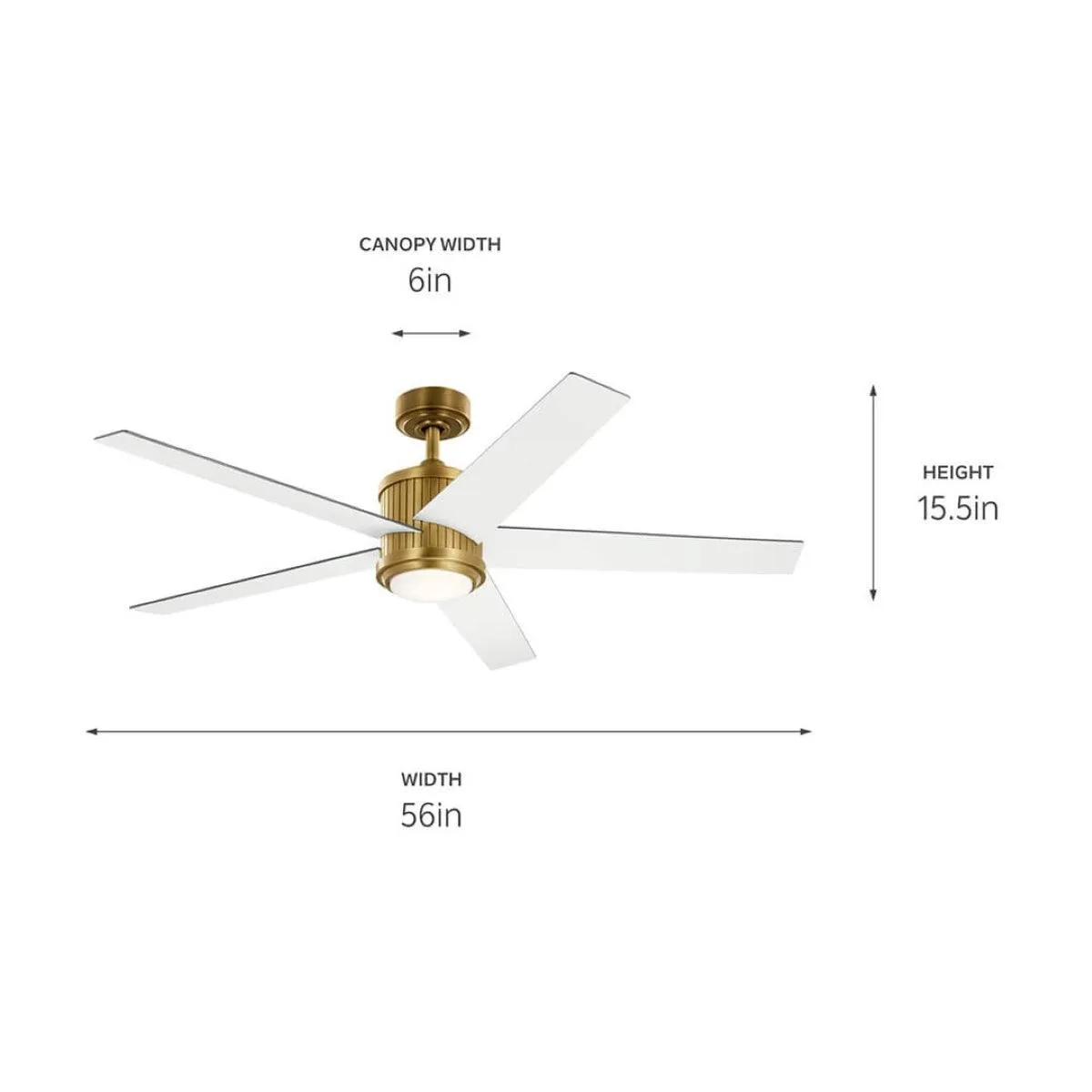 Brahm 56 Inch Natural Brass LED Indoor Ceiling Fan with Remote