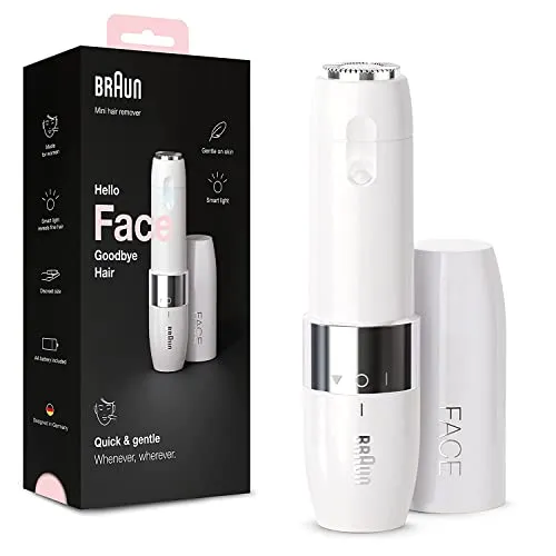 Braun Face Mini Hair Remover FS1000, Electric Facial Hair Removal for Women, Quick, Gentle & Painless, Smooth Skin, Ideal for On-The-Go, with Smartlight