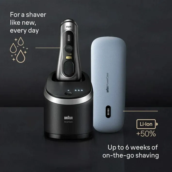 Braun Series 9 Pro  9577cc Wet & Dry Shaver with 6-in-1 SmartCare Center and PowerCase, Silver