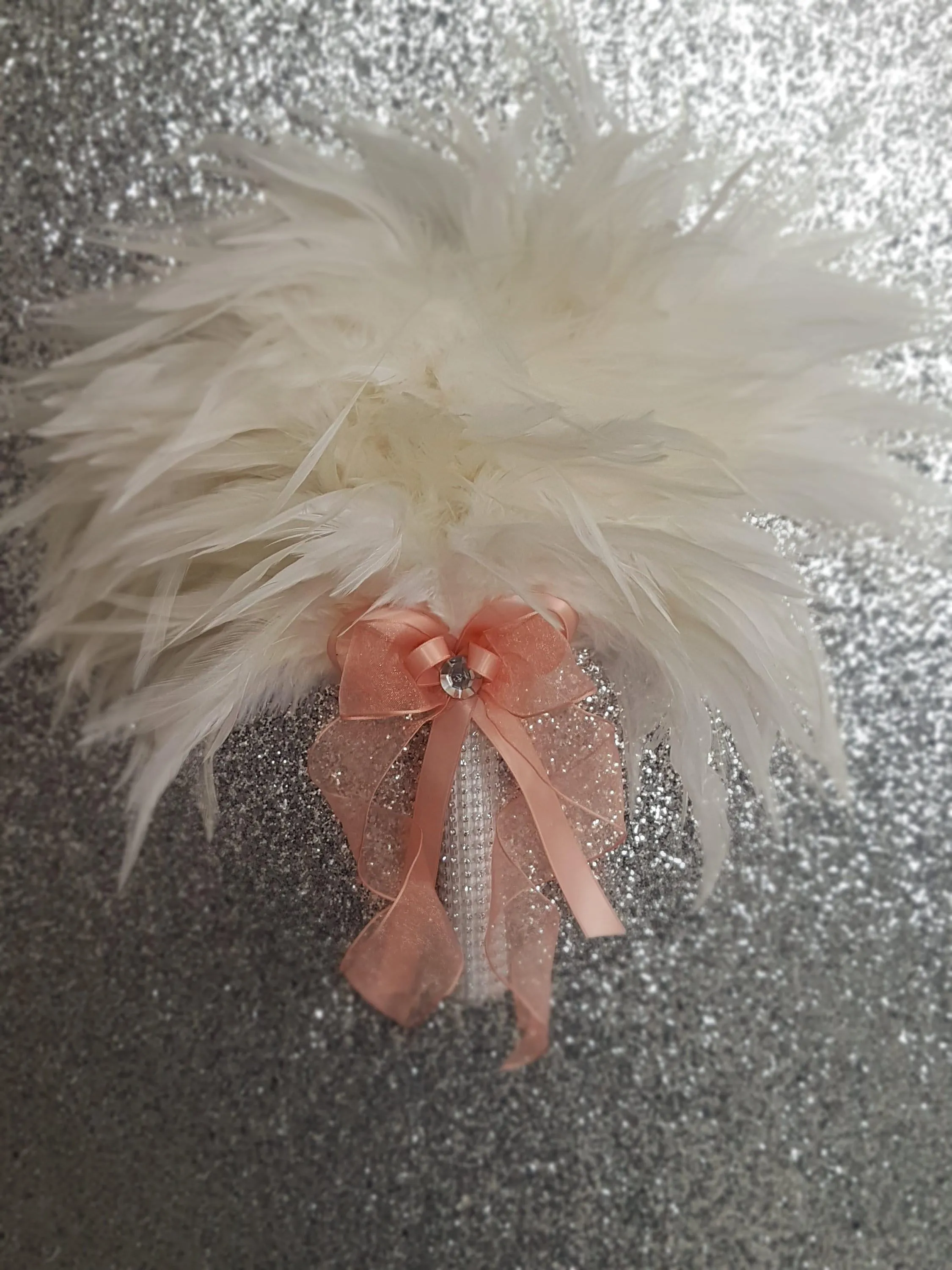 Brides Feather bouquet fan, Great Gatsby wedding style -ANY COLOUR by Crystal wedding uk