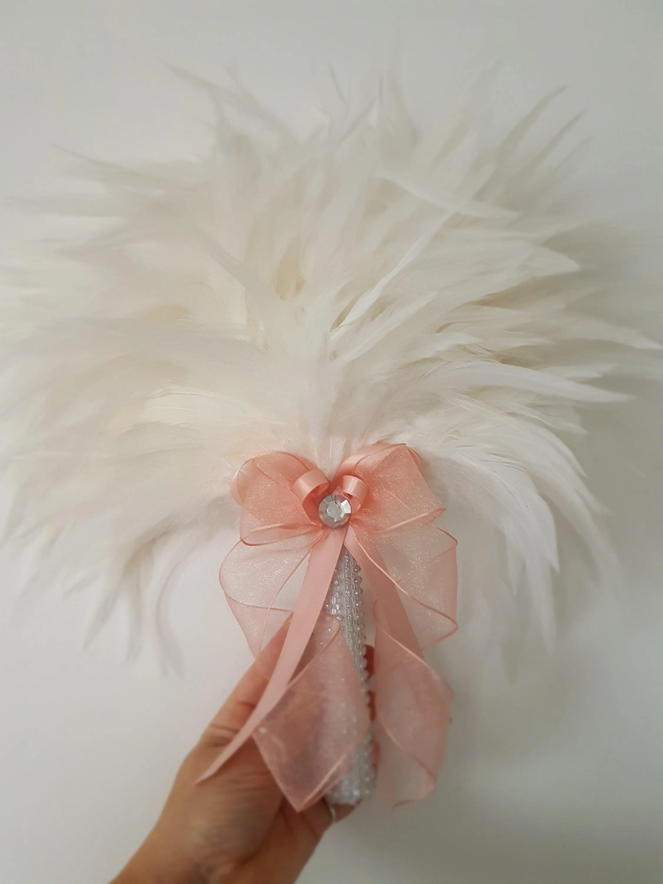 Brides Feather bouquet fan, Great Gatsby wedding style -ANY COLOUR by Crystal wedding uk