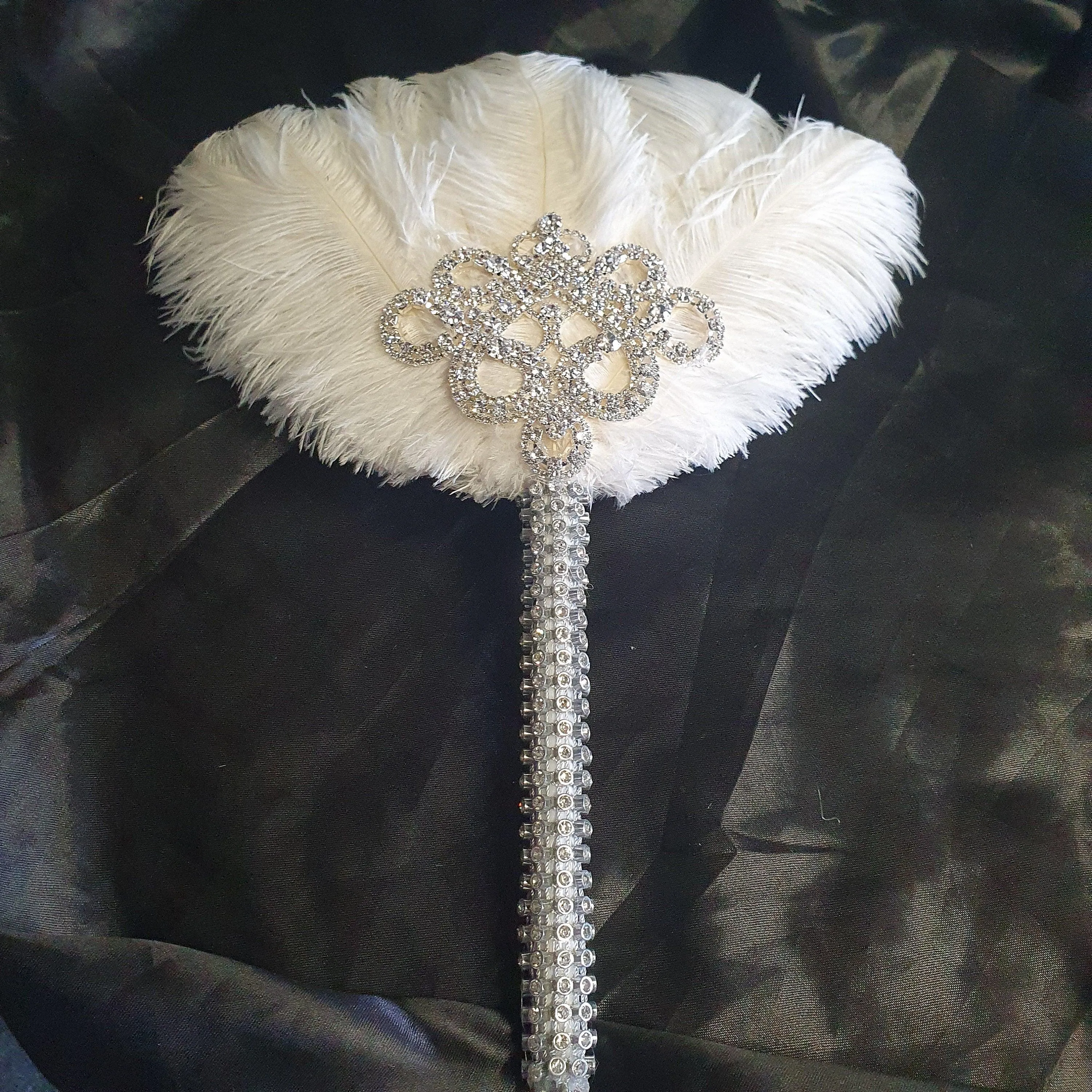 Bridesmaids Feather wand Fan, brooch bouquet, Alternative Bouquet by Crystal wedding uk