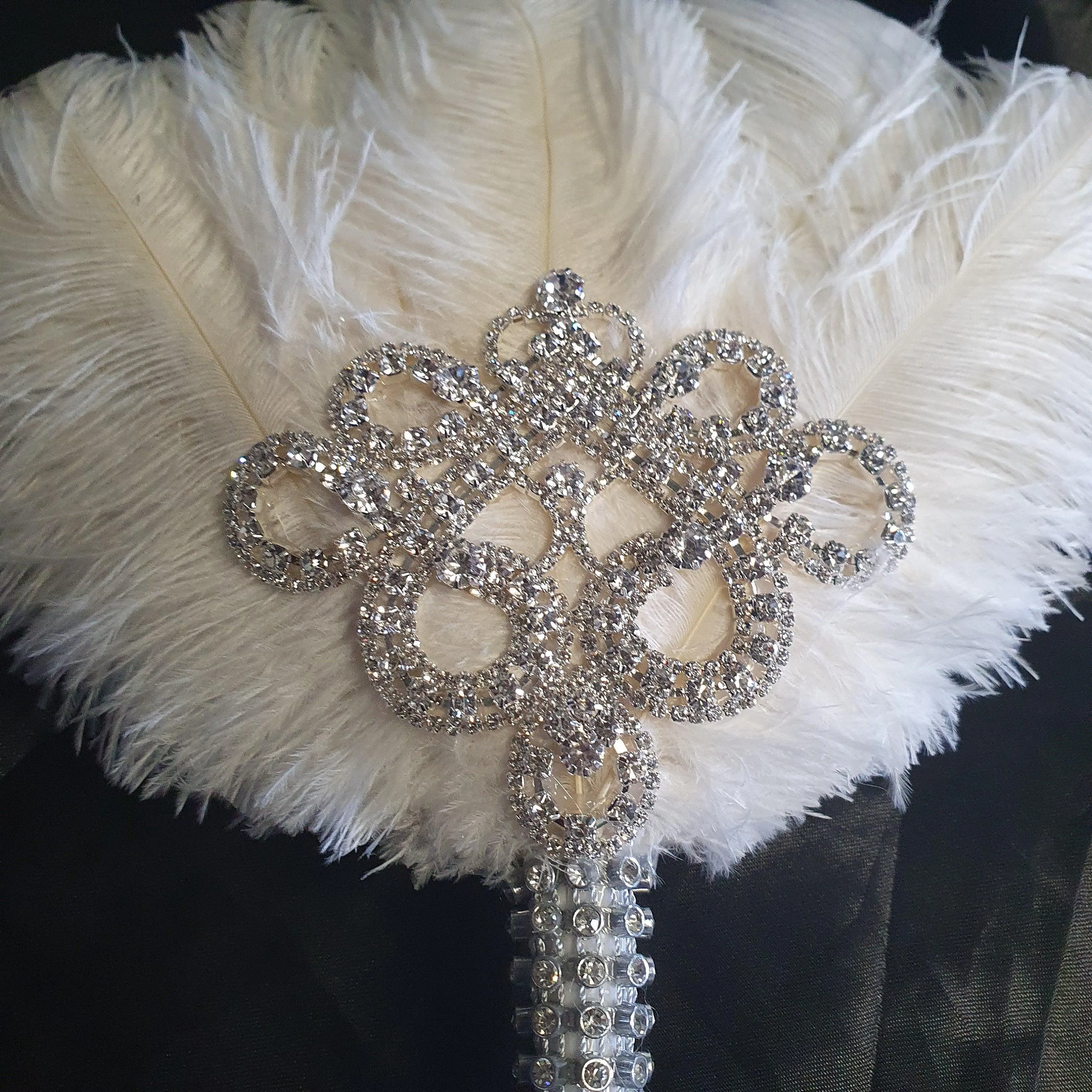 Bridesmaids Feather wand Fan, brooch bouquet, Alternative Bouquet by Crystal wedding uk