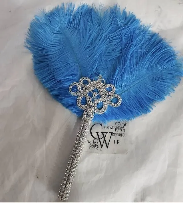 Bridesmaids Feather wand Fan, brooch bouquet, Alternative Bouquet by Crystal wedding uk