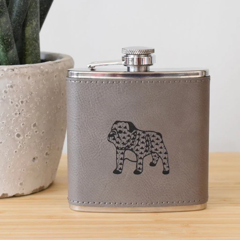 Bulldog Leather Flask