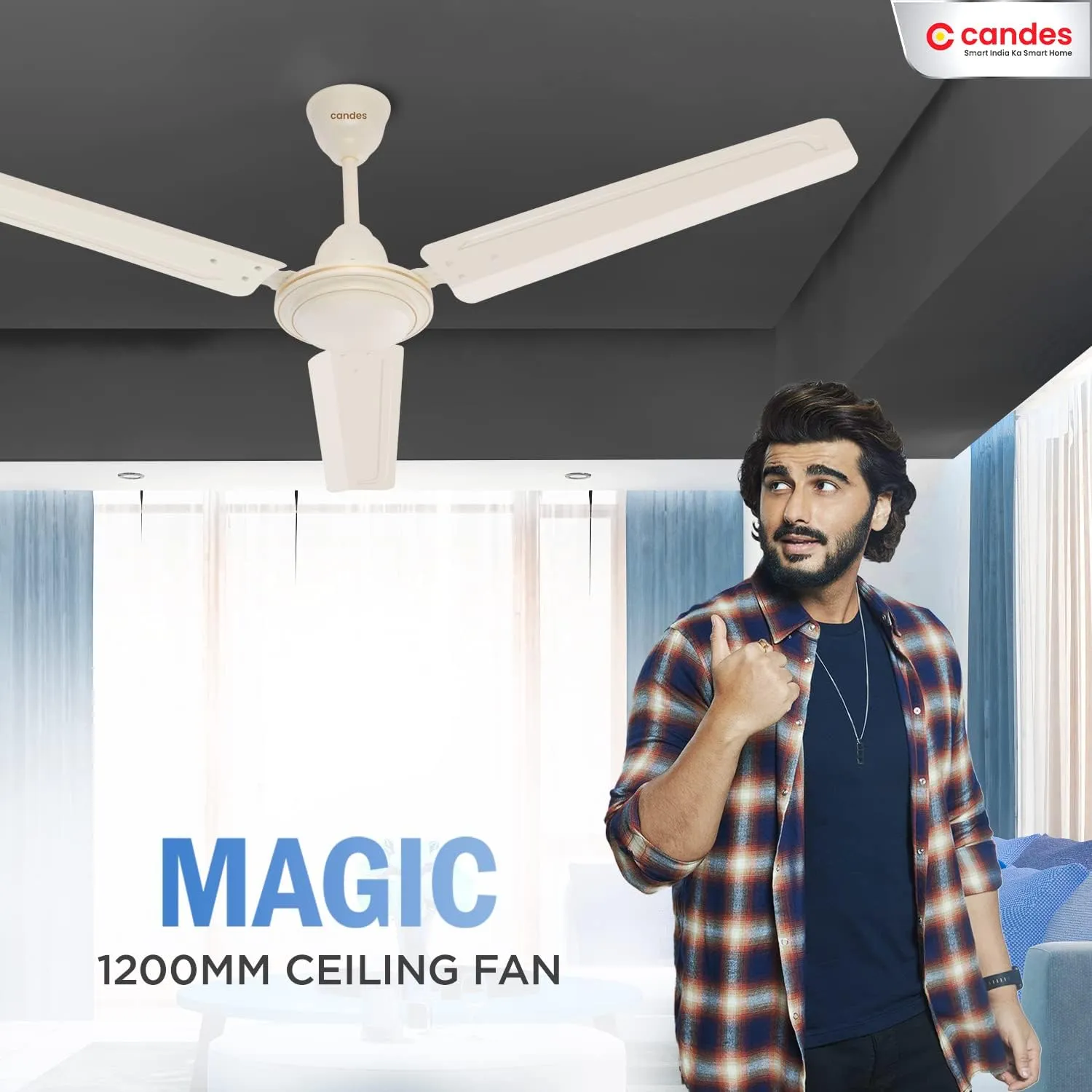 Candes Magic Ceiling Fans for Home 1200mm / 48 inch | BEE 3 Star Rated, High Air Delivery, Noiseless & Energy Efficient | 1 1 Years Warranty | Ivory