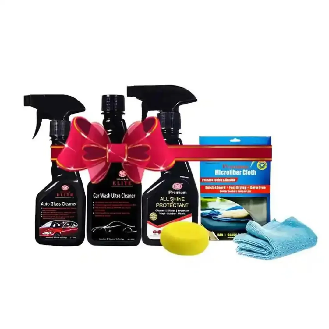 Car Washing Kit - Glass Cleaner | Car Polish | Car Wash Shampoo | Microfiber Cloth