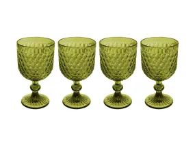 Casa Domani Caterina Goblet Wine Glass 4pc - Green