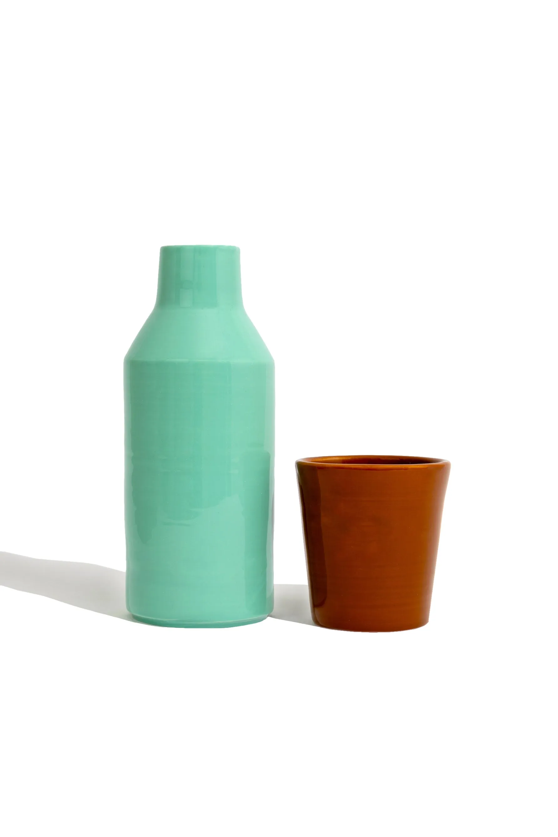 Ceramic Carafe & Cup (Turquoise)