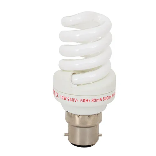 CFL Mini Spiral B22 12w WW Blister