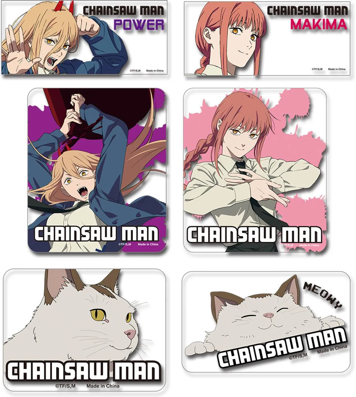 Chainsaw Man - Girls and Meowy Transparent Die-Cut Sticker Set