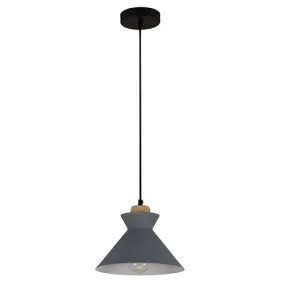 Charlotte Pendant 255Mm Grey & Wood