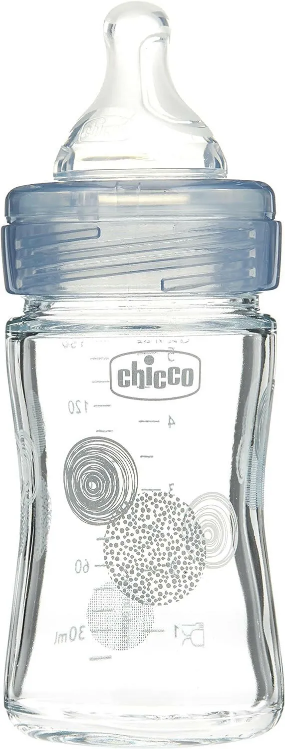 Chicco Baby Well Being Glass bottle Unisex - 150ML - Slow Flow - Silicone