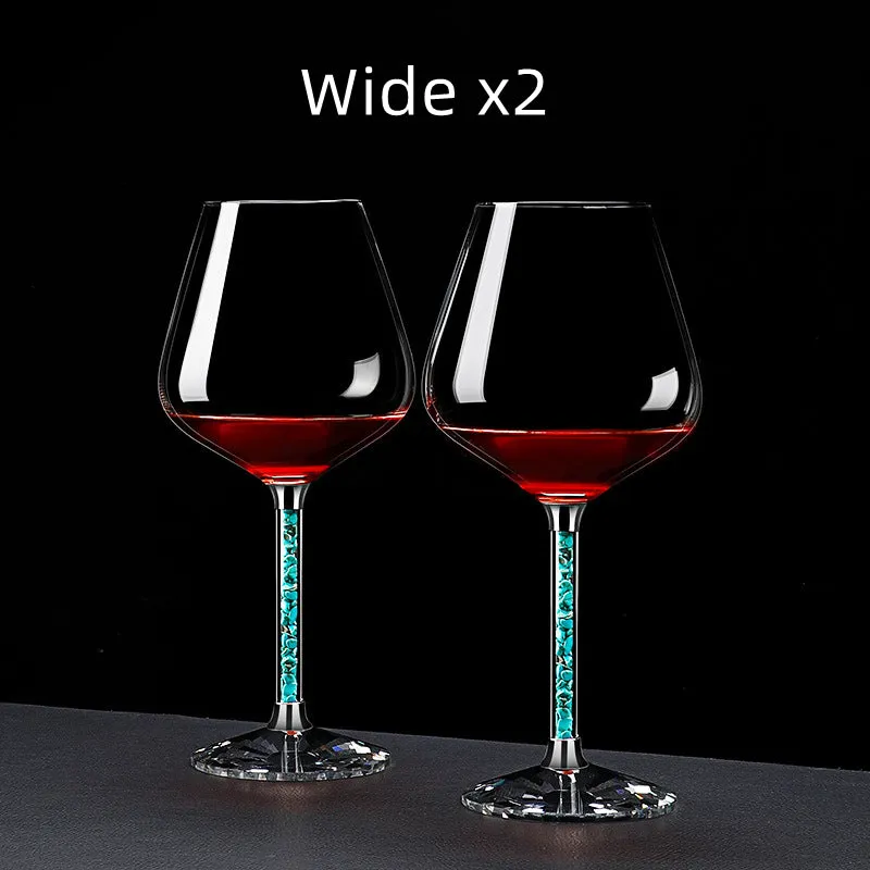 Coral Turquoise Stem Red Wine Glasses and Decanter Set