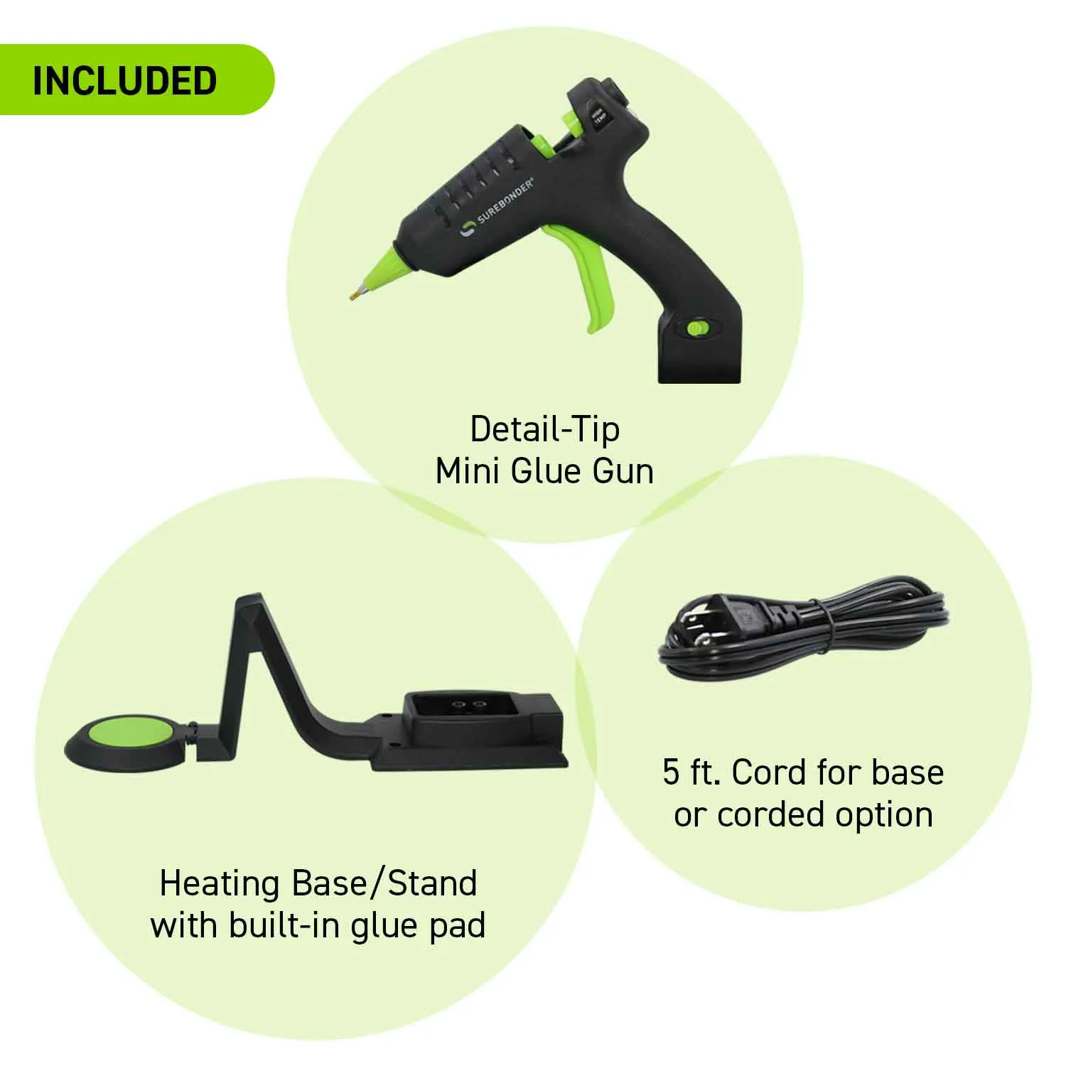 Cordless/Corded High Temperature Mini Hot Glue Gun With Detail Tip, 20 Watt (CL-195F)