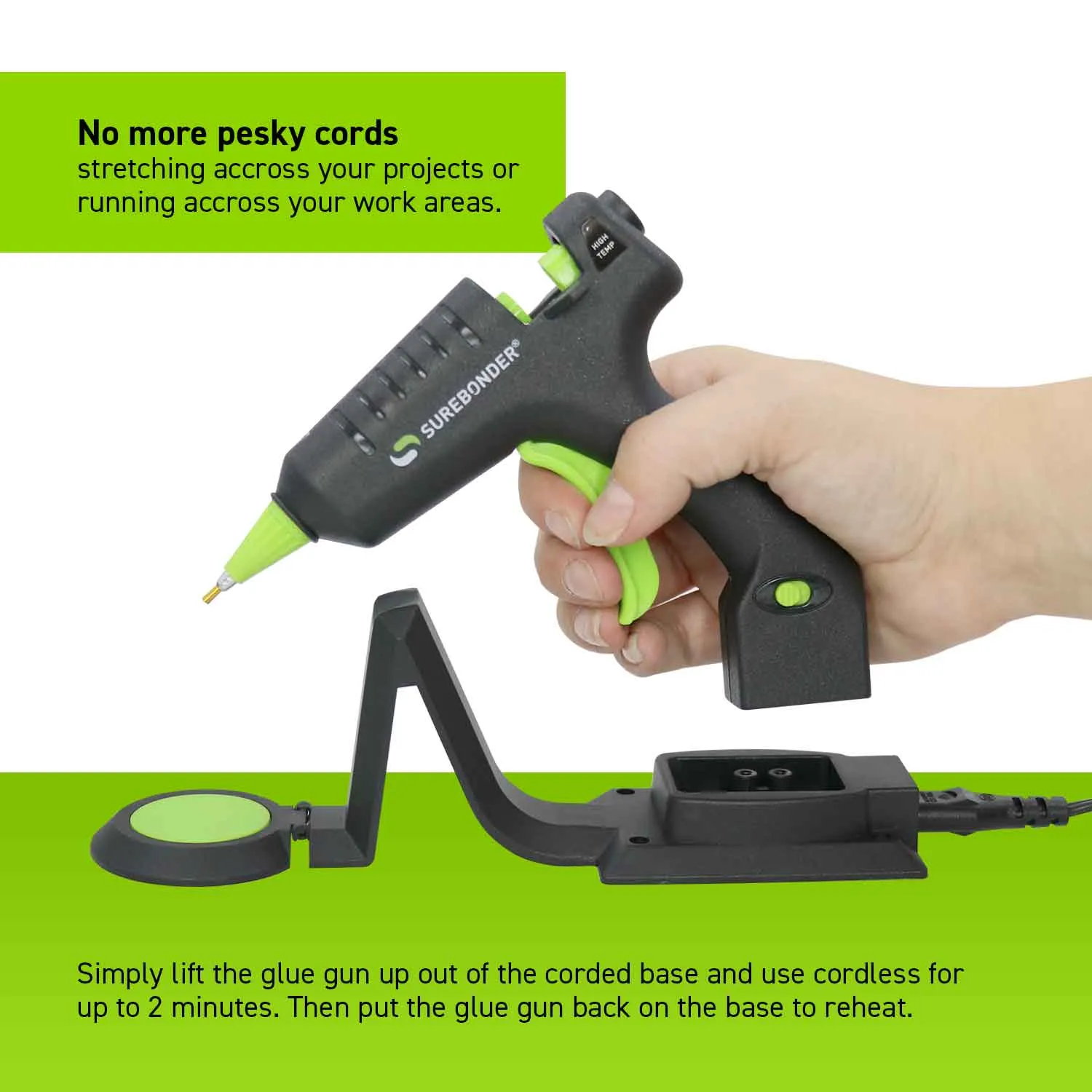 Cordless/Corded High Temperature Mini Hot Glue Gun With Detail Tip, 20 Watt (CL-195F)