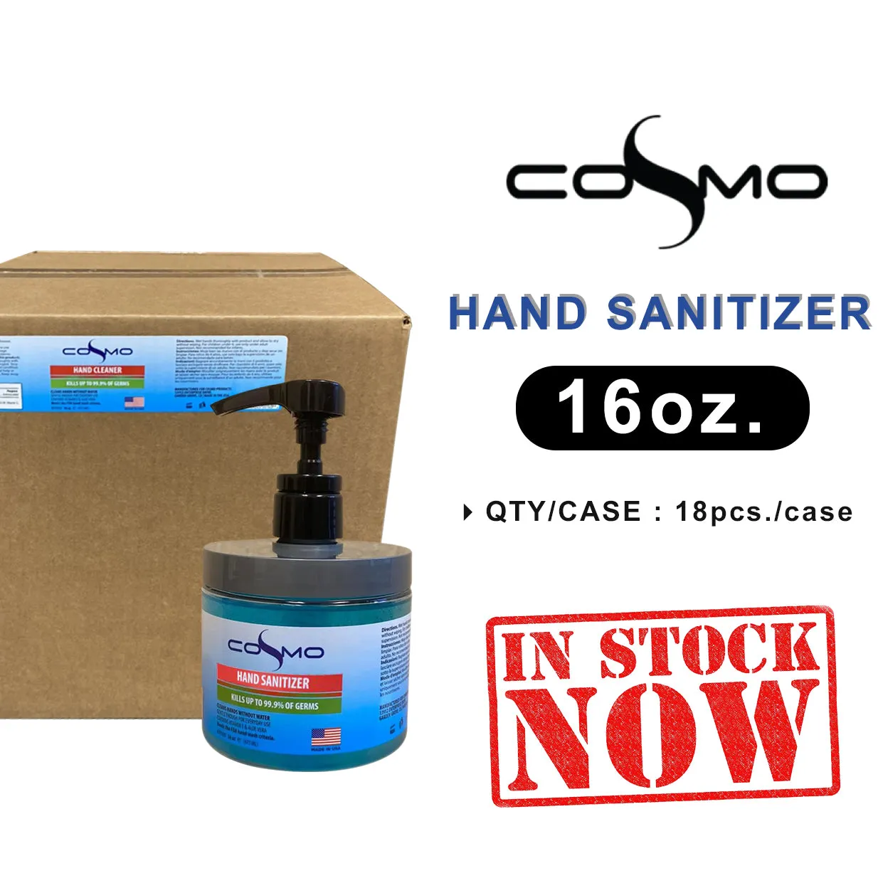 Cosmo Hand Santizer GEL, CASE, 16oz, 18pcs/case OK0411MD