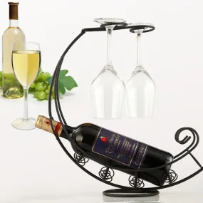 Creative Display Wine Rack With Wine Glass Holder