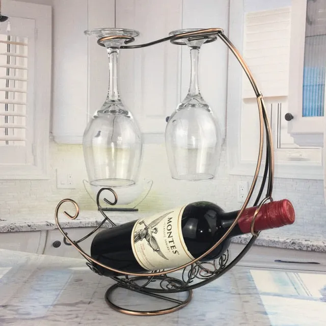 Creative Display Wine Rack With Wine Glass Holder